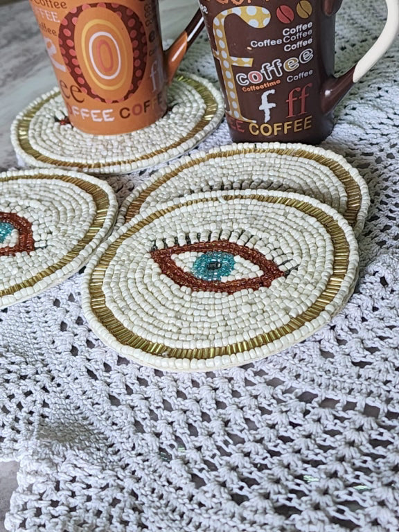 Evil Eye Beaded Coaster Set of 4