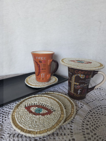 Evil Eye Beaded Coaster Set of 4