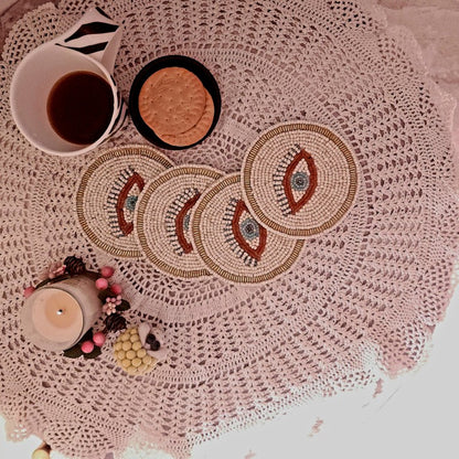 Evil Eye Beaded Coaster Set of 4