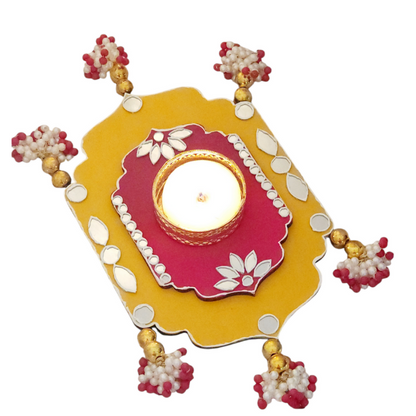 Fancy Wooden Tea Light Holder Set of 2