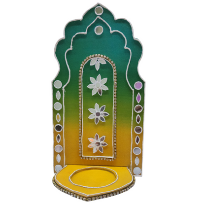 Jharokha shaped candle holder wall mounted set of 2 ( various colours)