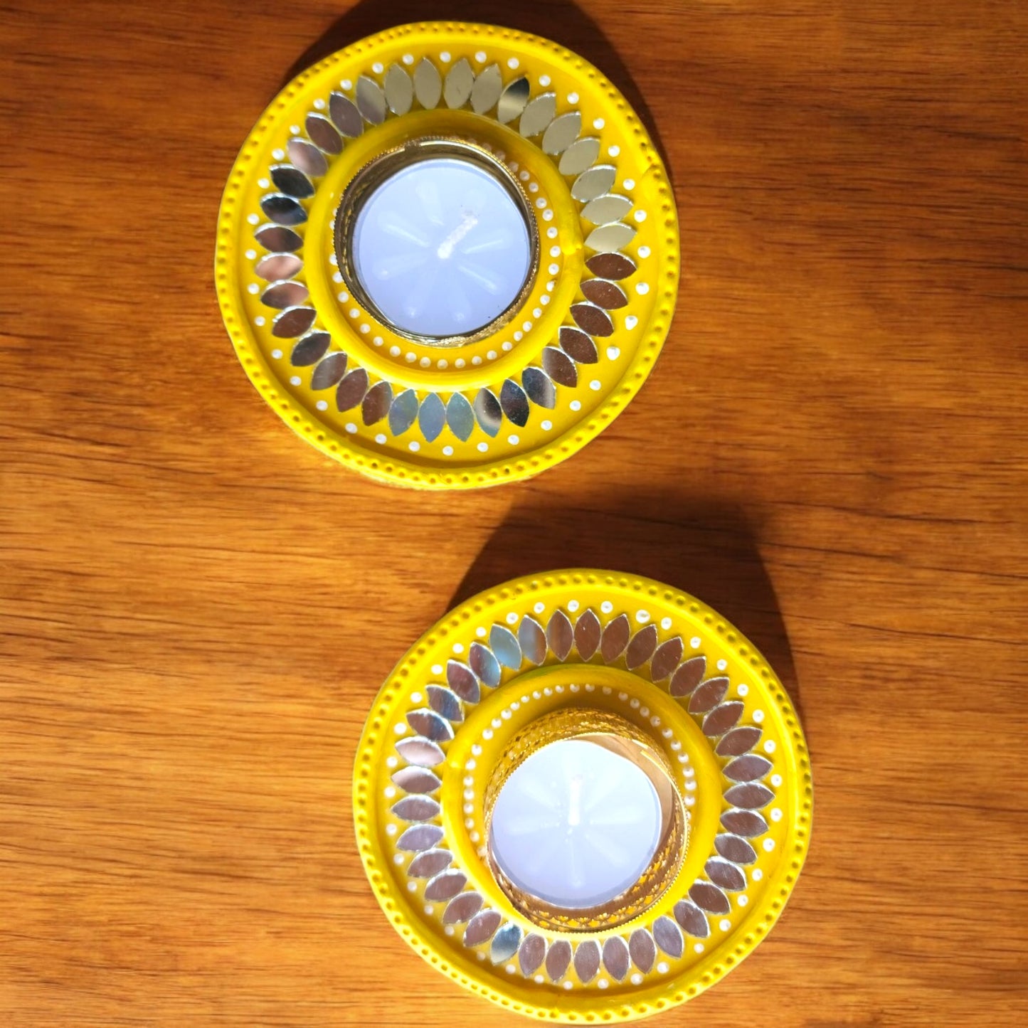 Lippan Mirror Work Diya Tea Light Holder / Piece