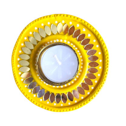 Lippan Mirror Work Diya Tea Light Holder / Piece